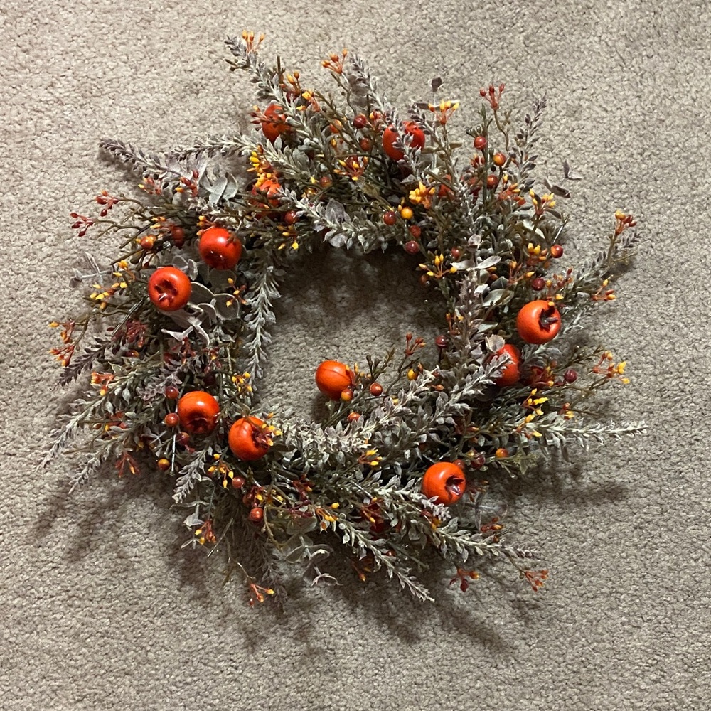 Festive Autumn Wreath with Pumpkin Breckenberry Candle Ring